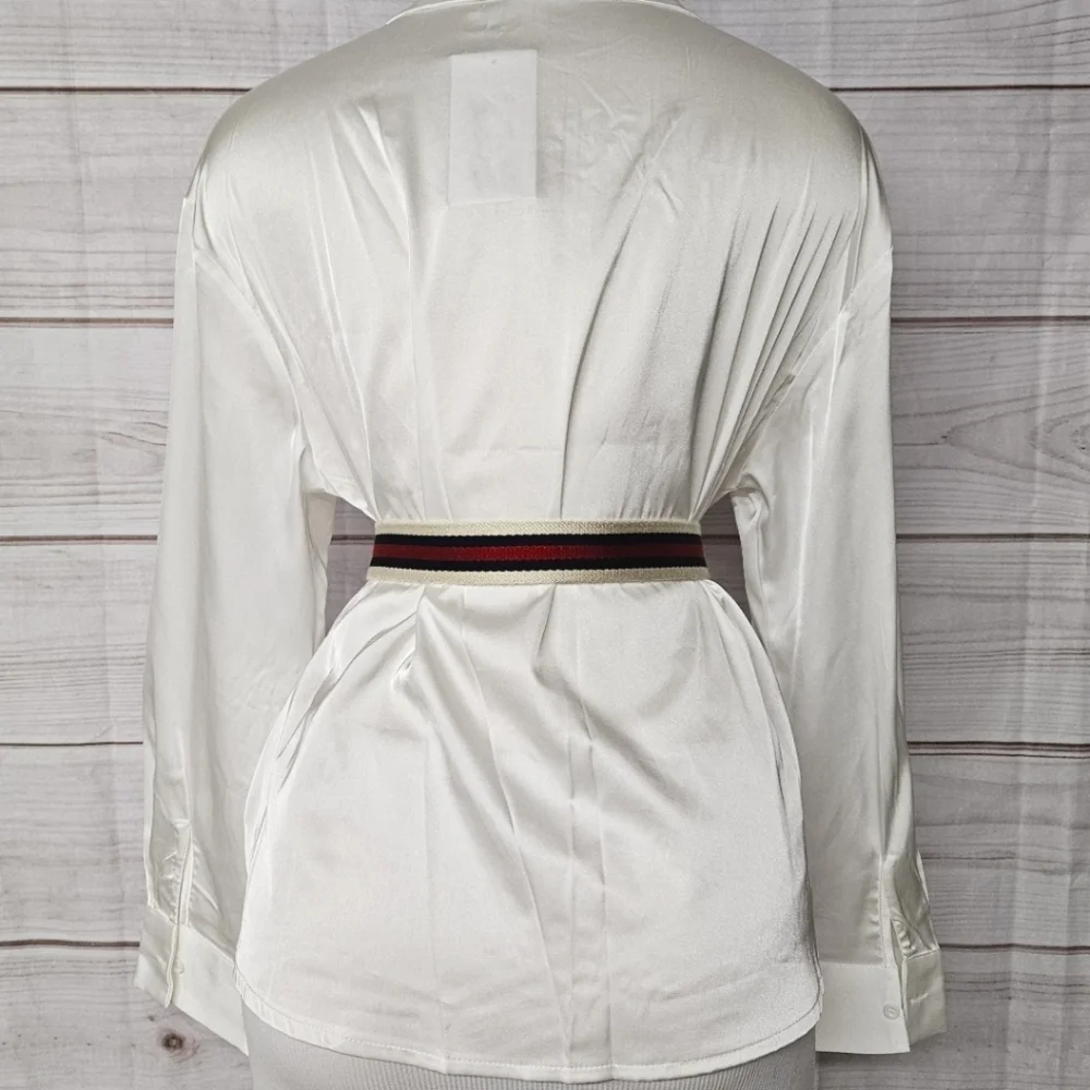 Gucci Nylon And Leather Belt In Cream Navy And Red Size 32 / 80 - Picture 4 of 12